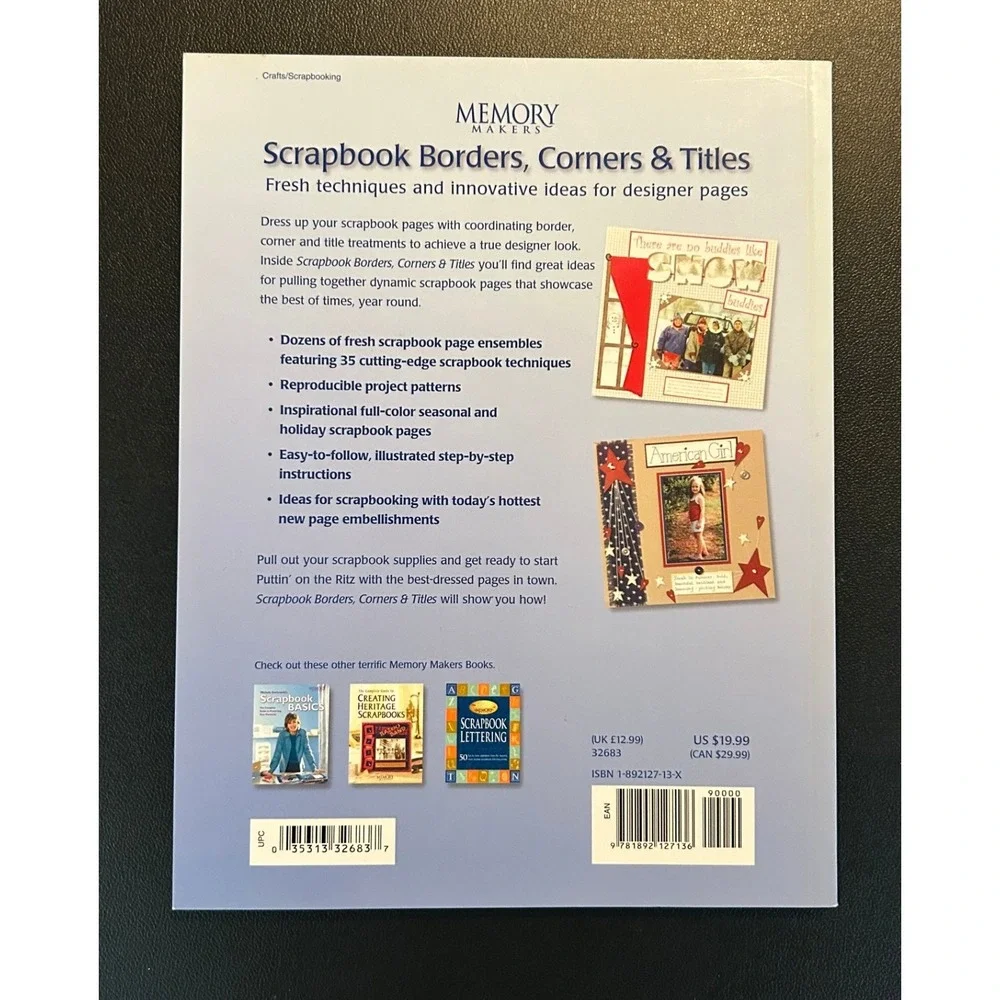 Memory Makers Scrapbook Borders Corners & Titles Book OS Blue Excellent Retro